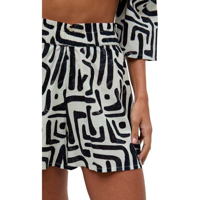 Nicola Paperbag Waist Warhol Print Shorts, Black - Shorts - 3