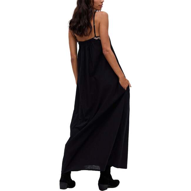 Sapphire Spaghetti Strap Embroidered Maxi Dress, Black - Dresses - 3