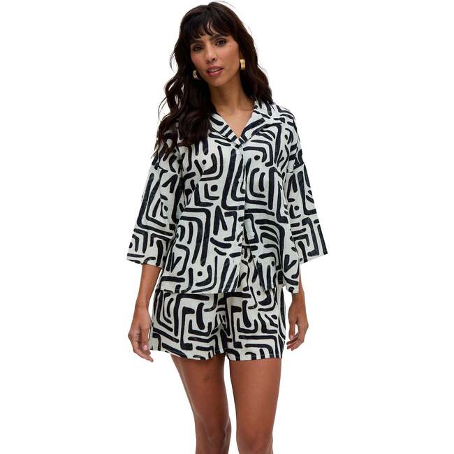 Nicola Paperbag Waist Warhol Print Shorts, Black - Shorts - 5