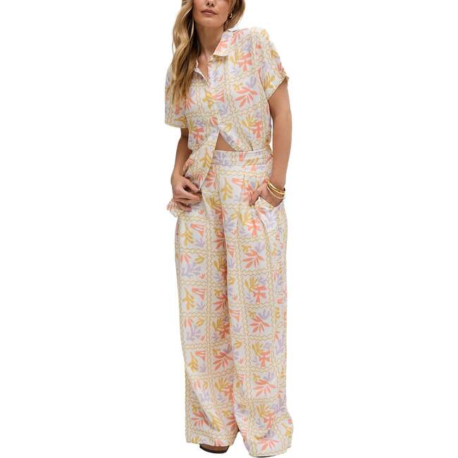 Matisse Wide Leg Patchwork Floral Print Trouser, Cream - Pants - 5