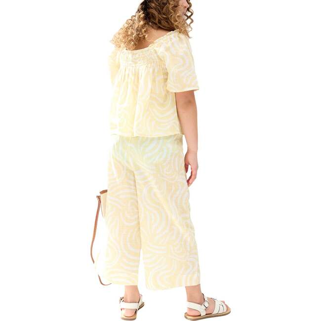 Nia Shirred Neck Zebra Swirl Print Co-Ords Set, Yellow - Pants - 4