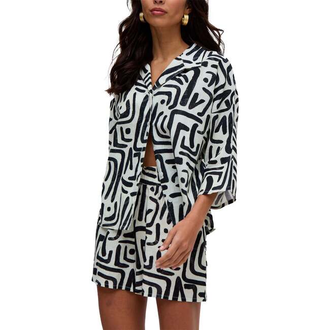 Nicola Paperbag Waist Warhol Print Shorts, Black - Shorts - 6