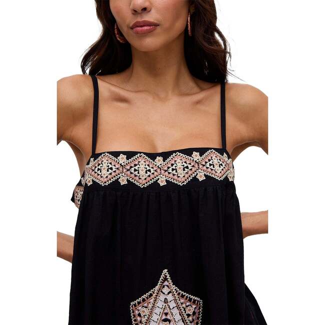 Sapphire Spaghetti Strap Embroidered Maxi Dress, Black - Dresses - 4