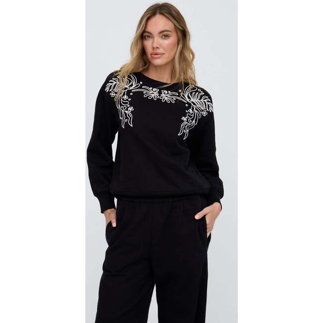 Marmalade Long Sleeves Embroidered Sweatshirt, Black - Sweatshirts - 4