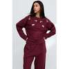 Lily-Anne Long Sleeves Cut Out Embroidered Sweatshirt, Burgundy - Sweatshirts - 1 - thumbnail