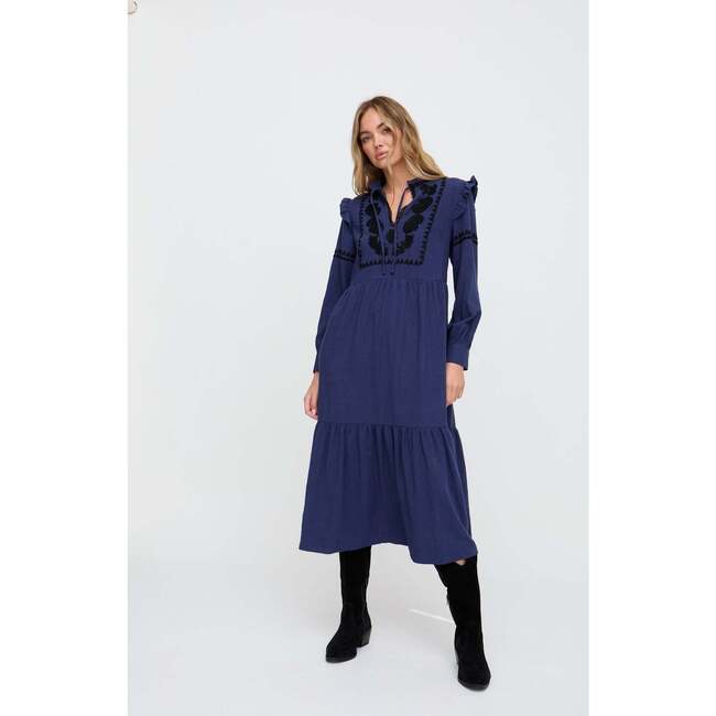 Lulu Embroidered Maxi Dress, Navy