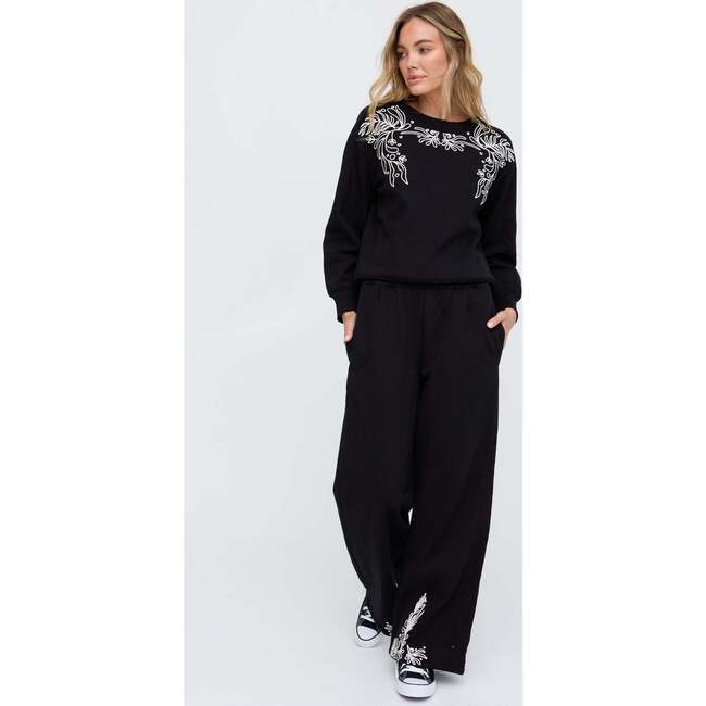 Marmalade Embroidered Wide Leg Trouser, Burgundy