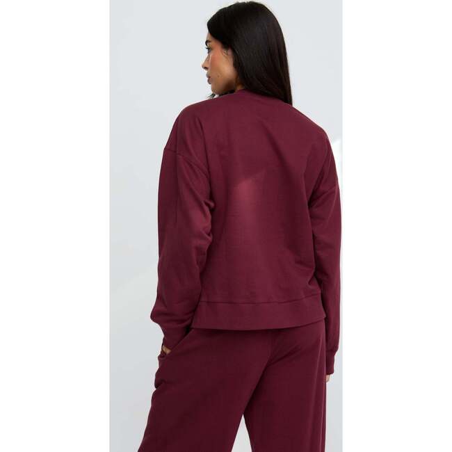 Lily-Anne Long Sleeves Cut Out Embroidered Sweatshirt, Burgundy