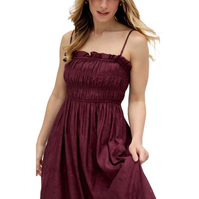 Marie All Over Jacquard Mini Dress, Burgundy - Dresses - 4