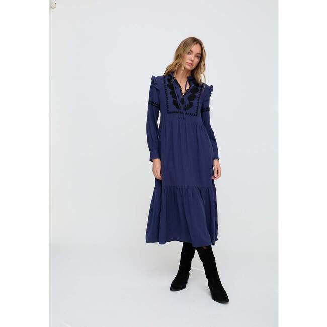 Lulu Embroidered Maxi Dress, Navy