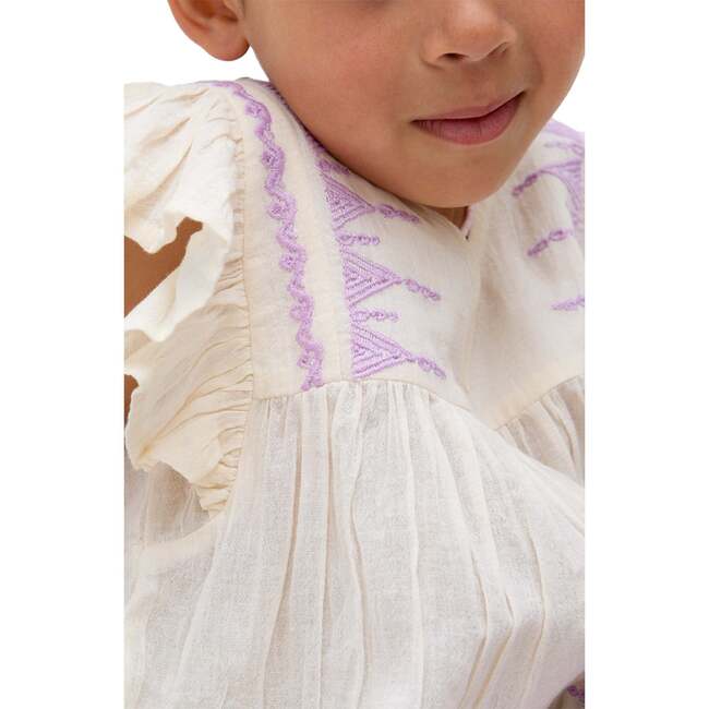 Mariana Flutter Sleeve Embroidered Blouse, Ecru - Blouses - 4