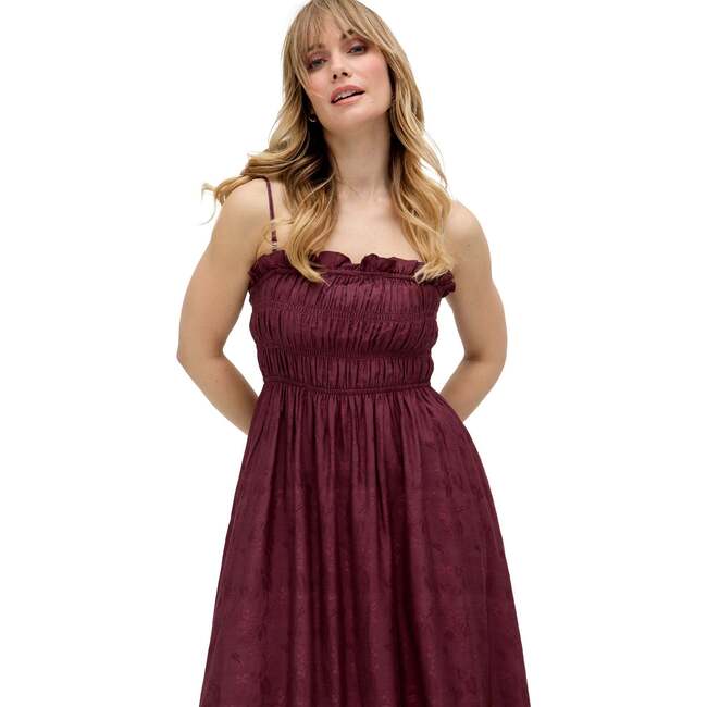 Marie All Over Jacquard Mini Dress, Burgundy - Dresses - 5