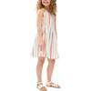 Kris Cross Back Stripe Print Dress, Cream - Dresses - 1 - thumbnail