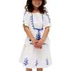 Kids Ally Peplum Embroidered Blouse, White - Blouses - 1 - thumbnail