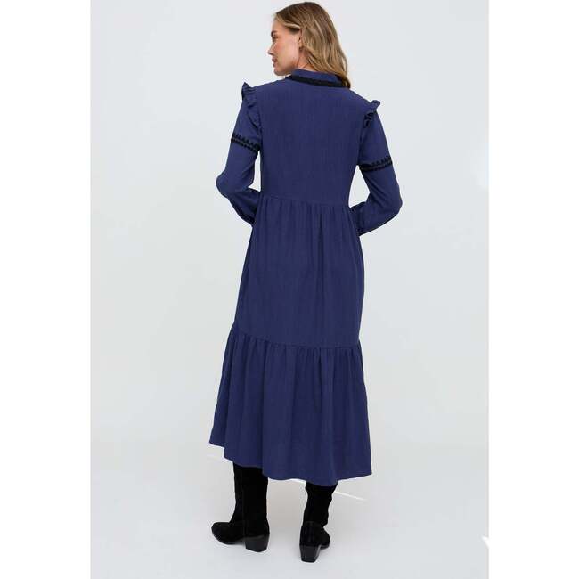 Lulu Embroidered Maxi Dress, Navy - Dresses - 3