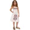 Kids Furla Smocked Panel Embroidered Dress, Ecru - Dresses - 1 - thumbnail