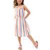 Kris Cross Back Stripe Print Dress, Multi Stripe - Dresses - 1 - thumbnail