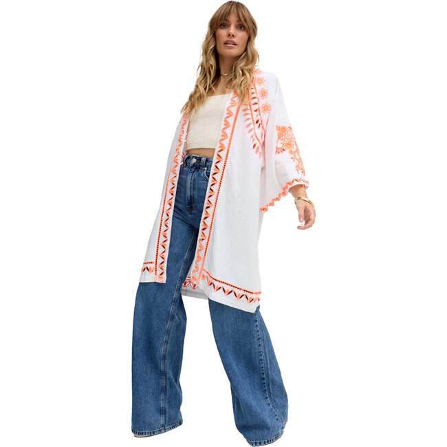 Lupe Edge To Edge Embroidered Kimono, White - Dresses - 5