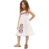 Kids Furla Smocked Panel Embroidered Dress, Ecru - Dresses - 2