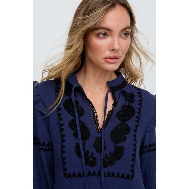 Lulu Embroidered Maxi Dress, Navy - Dresses - 5