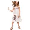 Kids Furla Smocked Panel Embroidered Dress, Ecru - Dresses - 3