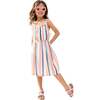 Kris Cross Back Stripe Print Dress, Cream - Dresses - 5 - thumbnail