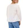 Kids Dina V-Neck Embroidered Blouse, Ecru - Blouses - 4 - thumbnail