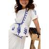 Kids Ally Peplum Embroidered Blouse, White - Blouses - 5 - thumbnail