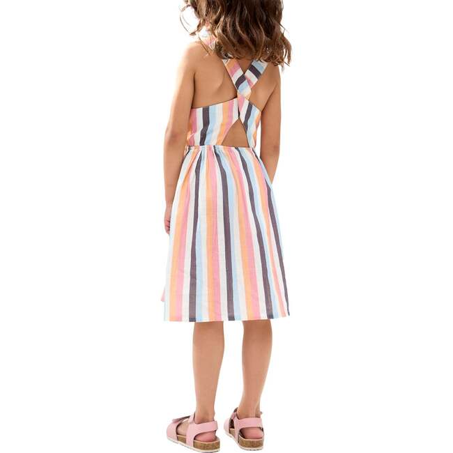 Kris Cross Back Stripe Print Dress, Multi Stripe - Dresses - 5