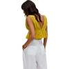 Katty Deep-V Neck Blouse, Yellow - Blouses - 2