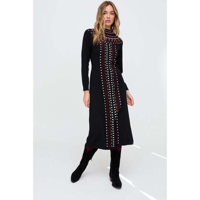 Jethro Geometric Printed Maxi Dress, Black