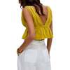 Katty Deep-V Neck Blouse, Yellow - Blouses - 4