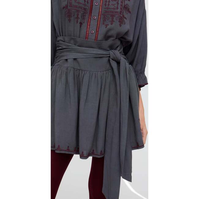 Julie Embroidered Skater Mini Skirt, Grey - Skirts - 4