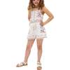 Sailor Necktie All Over Embroidered Romper, Ecru - Rompers - 1 - thumbnail