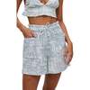 Sammie Paperbag Waist Warhol Print Shorts, Sky Blue - Shorts - 1 - thumbnail