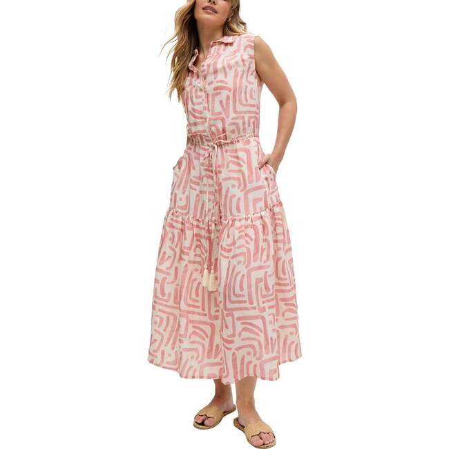 Holly Tiered Warhol Print Maxi Dress, Pink