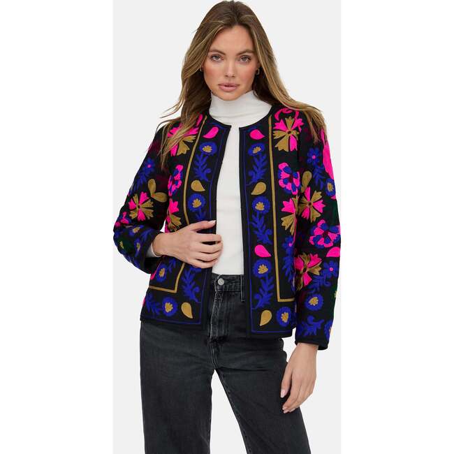 Halen Quilted Embroidered Jacket, Black