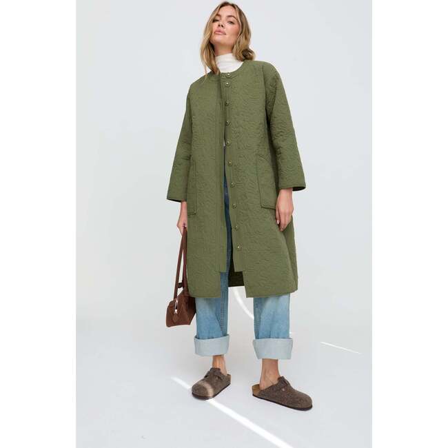 Heidi Quilted Coat, Green - Jackets - 3