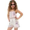 Sailor Necktie All Over Embroidered Romper, Ecru - Rompers - 2 - thumbnail