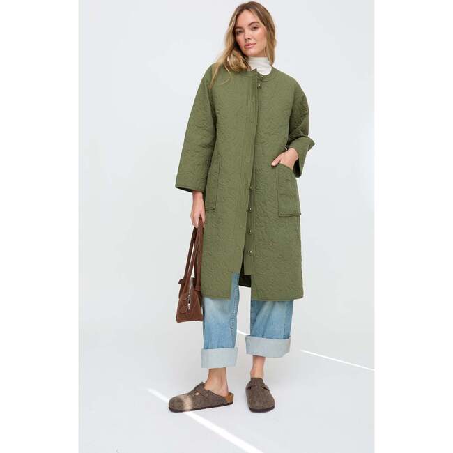 Heidi Quilted Coat, Green - Jackets - 4