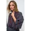 Julie Ruffle Neck Embroidered Shirt, Purple - Blouses - 5 - thumbnail