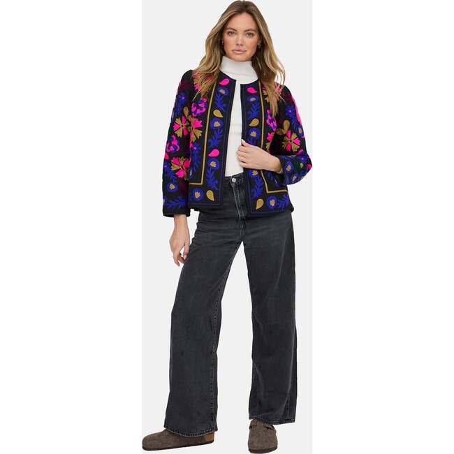 Halen Quilted Embroidered Jacket, Black