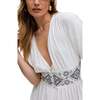 Sally Ann Button Down Embroidery Maxi Dress, White - Dresses - 4