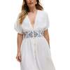 Sally Ann Button Down Embroidery Maxi Dress, White - Dresses - 5