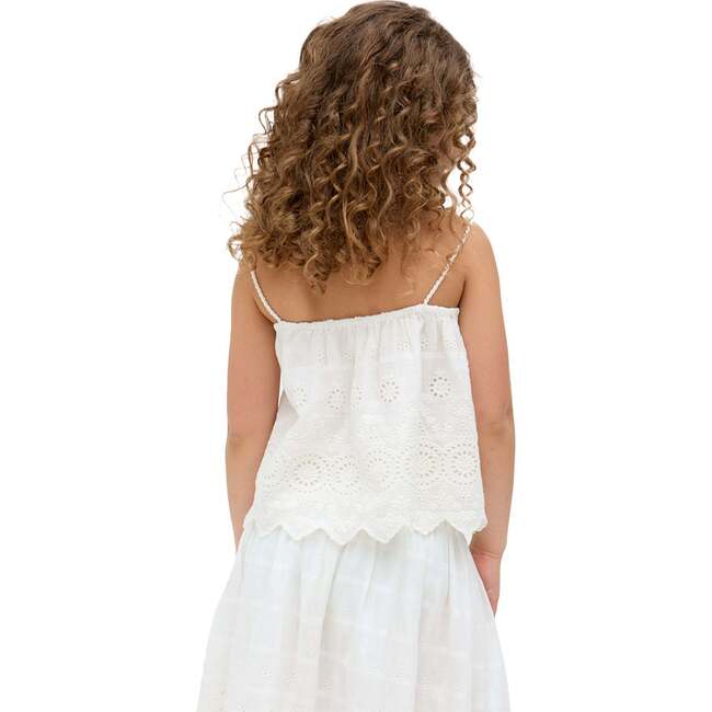 Rufa Spaghetti Strap Windowpane Check Cami, White - T-Shirts - 3