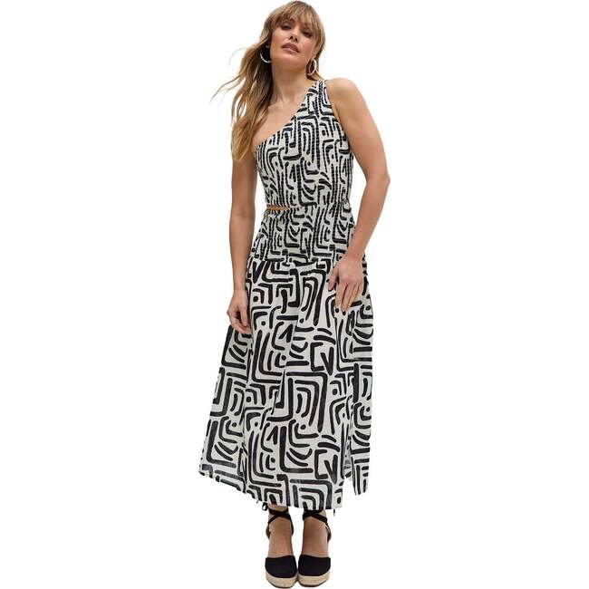 Jazz Jersey One Shoulder Warhol Print Midi Dress, Black - Dresses - 6