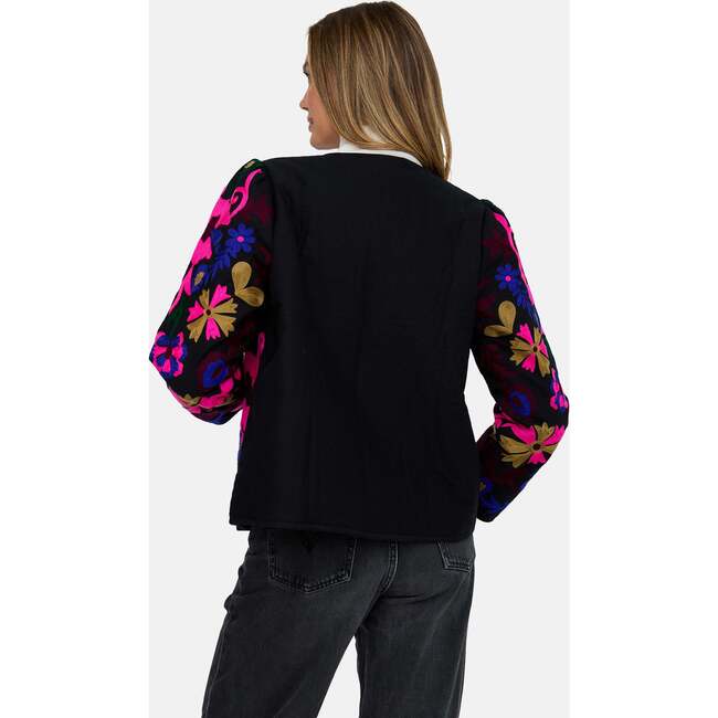 Halen Quilted Embroidered Jacket, Black - Jackets - 3
