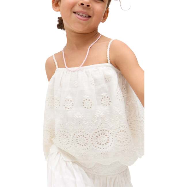 Rufa Spaghetti Strap Windowpane Check Cami, White - T-Shirts - 4