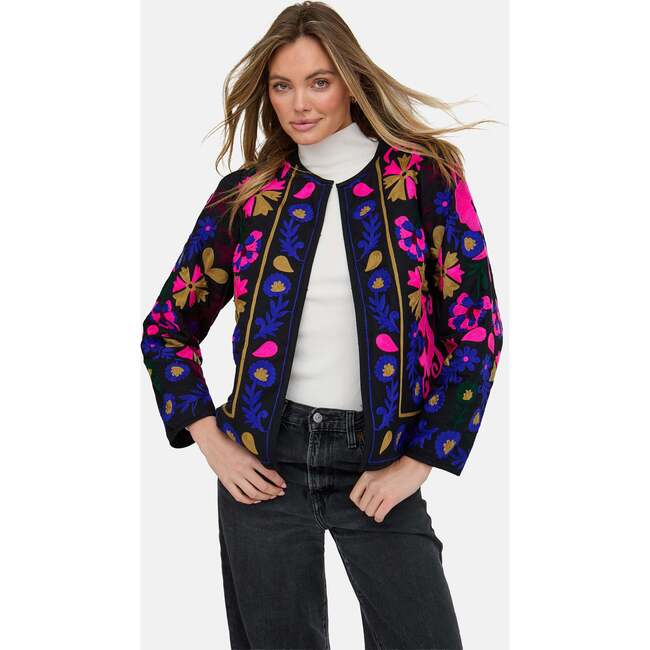 Halen Quilted Embroidered Jacket, Black - Jackets - 5