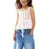 Penny Lace Insert All Over Embroidered Cami, Ecru - T-Shirts - 1 - thumbnail